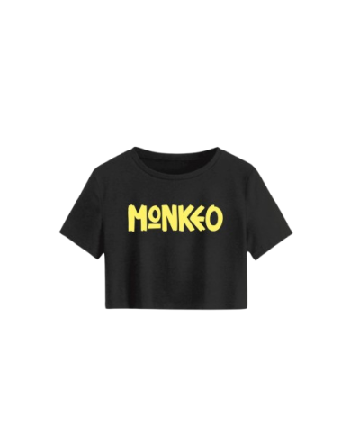 Croptop Monkeo Negro Letras Amarillas