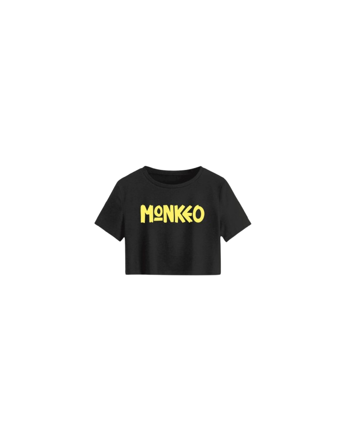 Croptop Monkeo Negro Letras Amarillas
