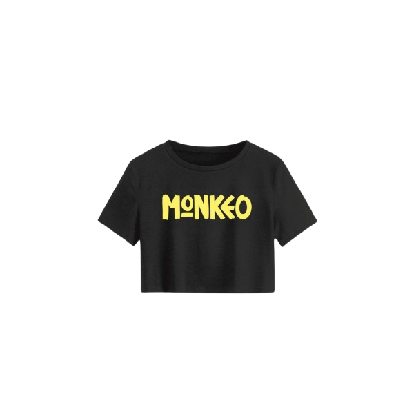 Croptop Monkeo Negro Letras Amarillas